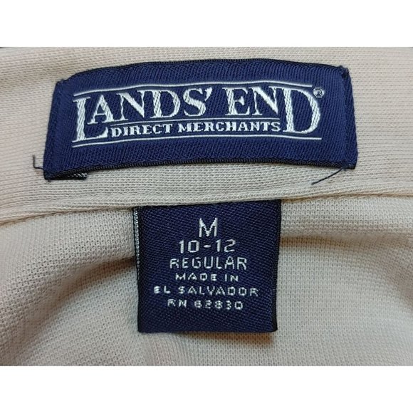 LANDS END Womens Beige Button-up Sweater Size M 10-12 Pockets V-Neck Collared - Picture 3 of 4